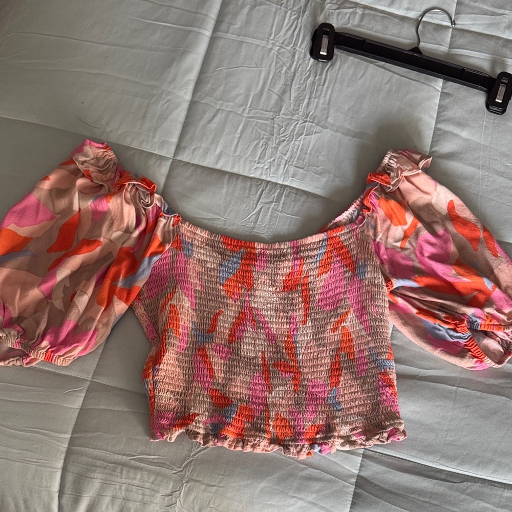Saltwater LUXE Pink and Orange Off-Shoulder Blouse